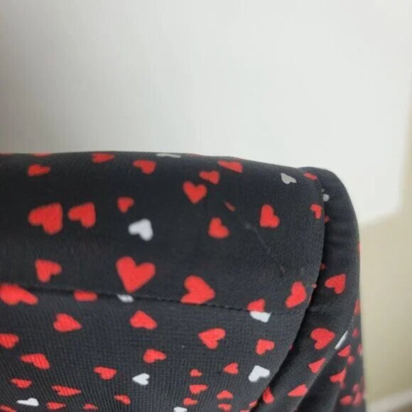 Zara Heart Print Mini Dress Ruched Long Sleeve V-Neck Party Dress - Picture 12 of 13